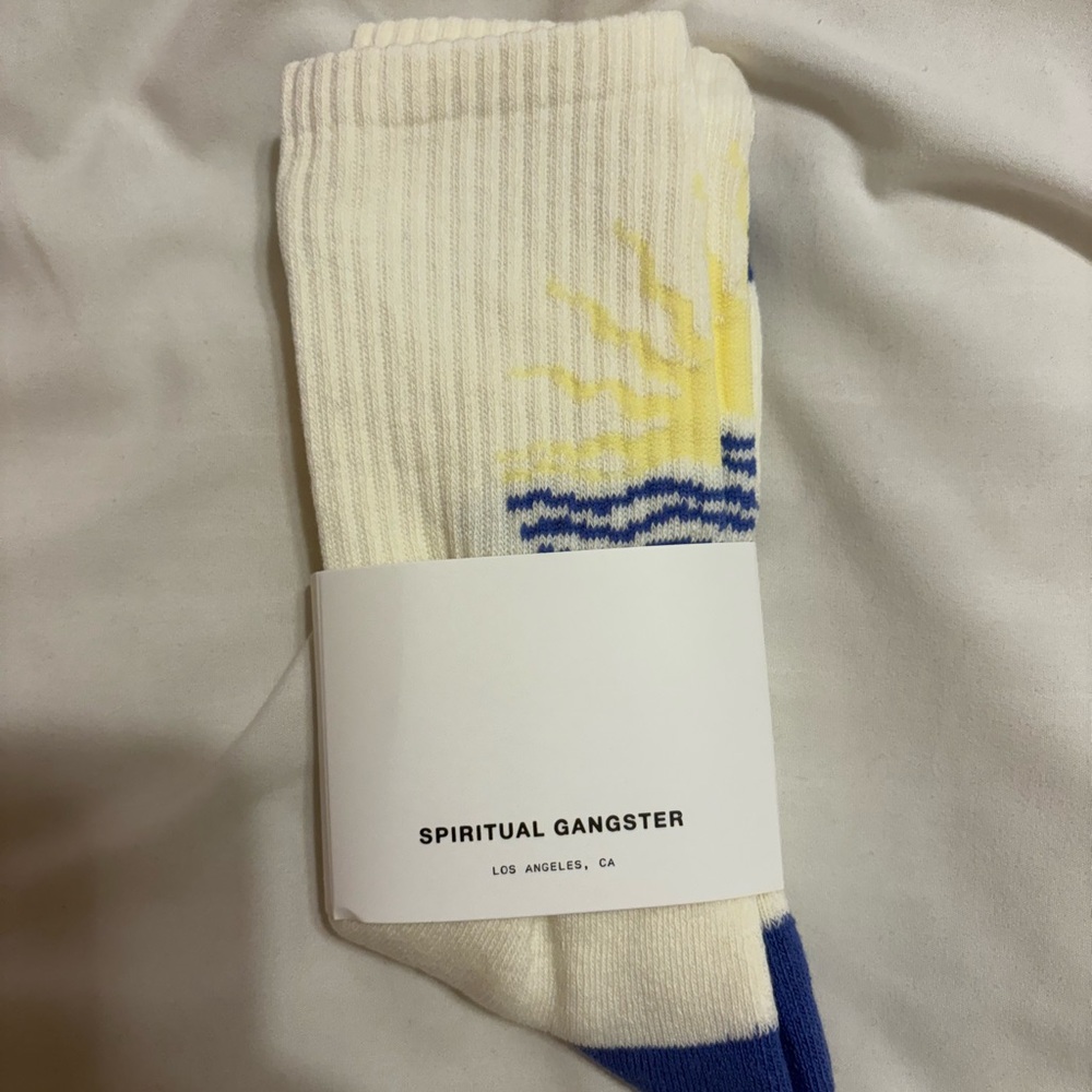 Spiritual Gangster Cream and Blue Casual Socks